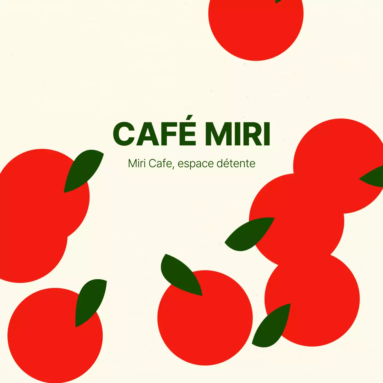 Autocollant cercle de café sur fond jaune avec pomme rouge