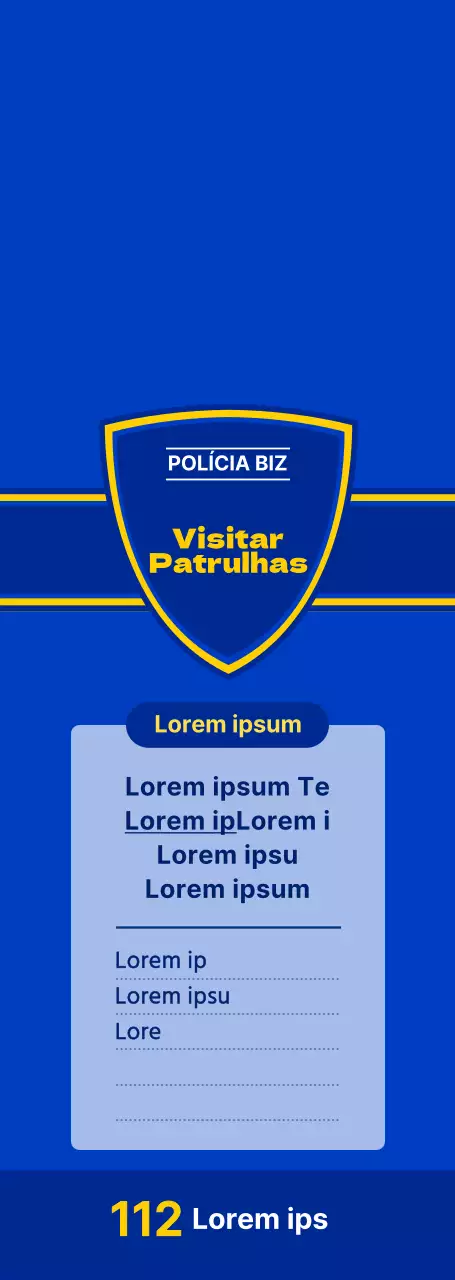 Um sinal de patrulha porta-a-porta da polícia de estilo simples e limpo em azul nítido e azul-marinho.