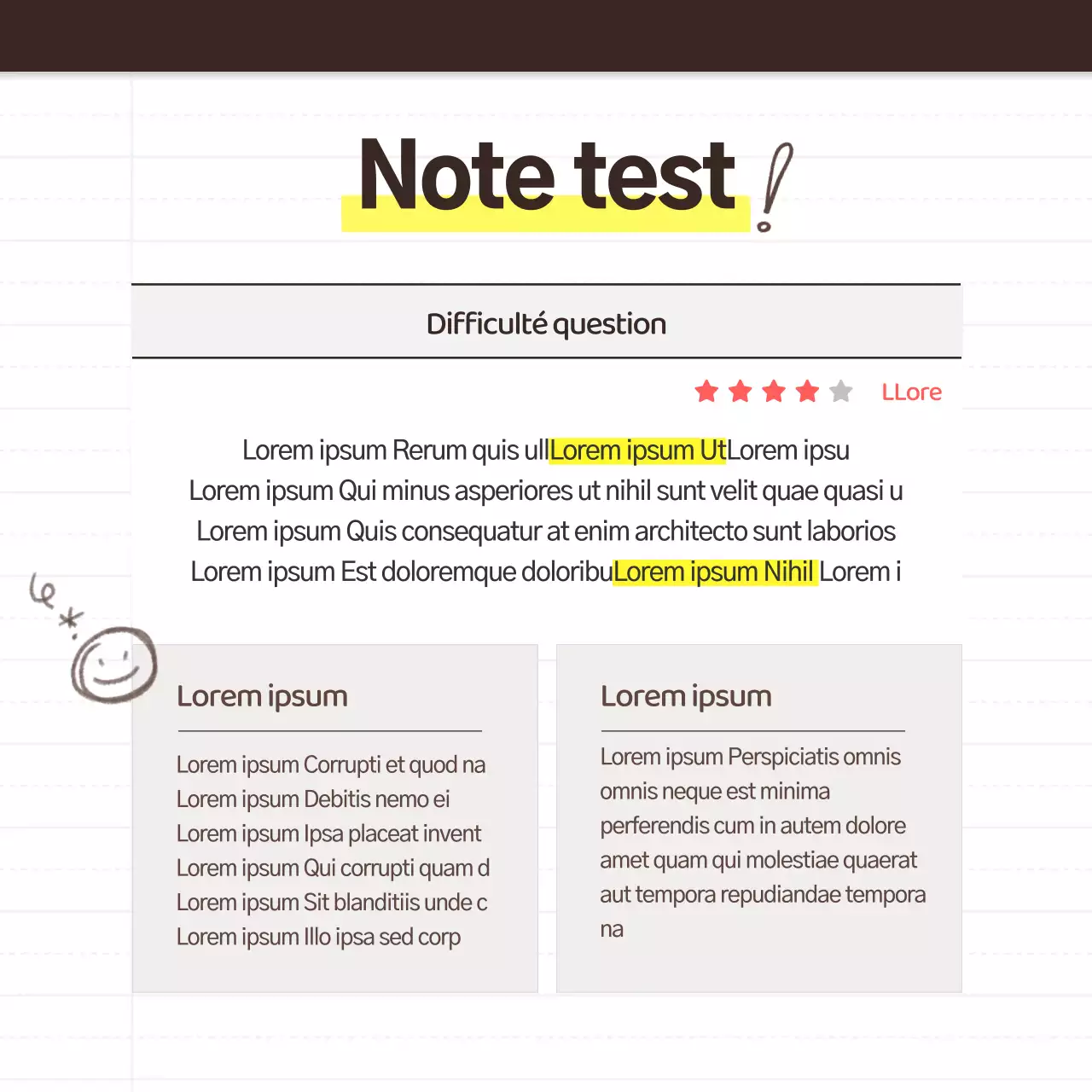 Une simple analyse de grade interne jaune et noire, une formation scolaire, une promotion de recrutement.