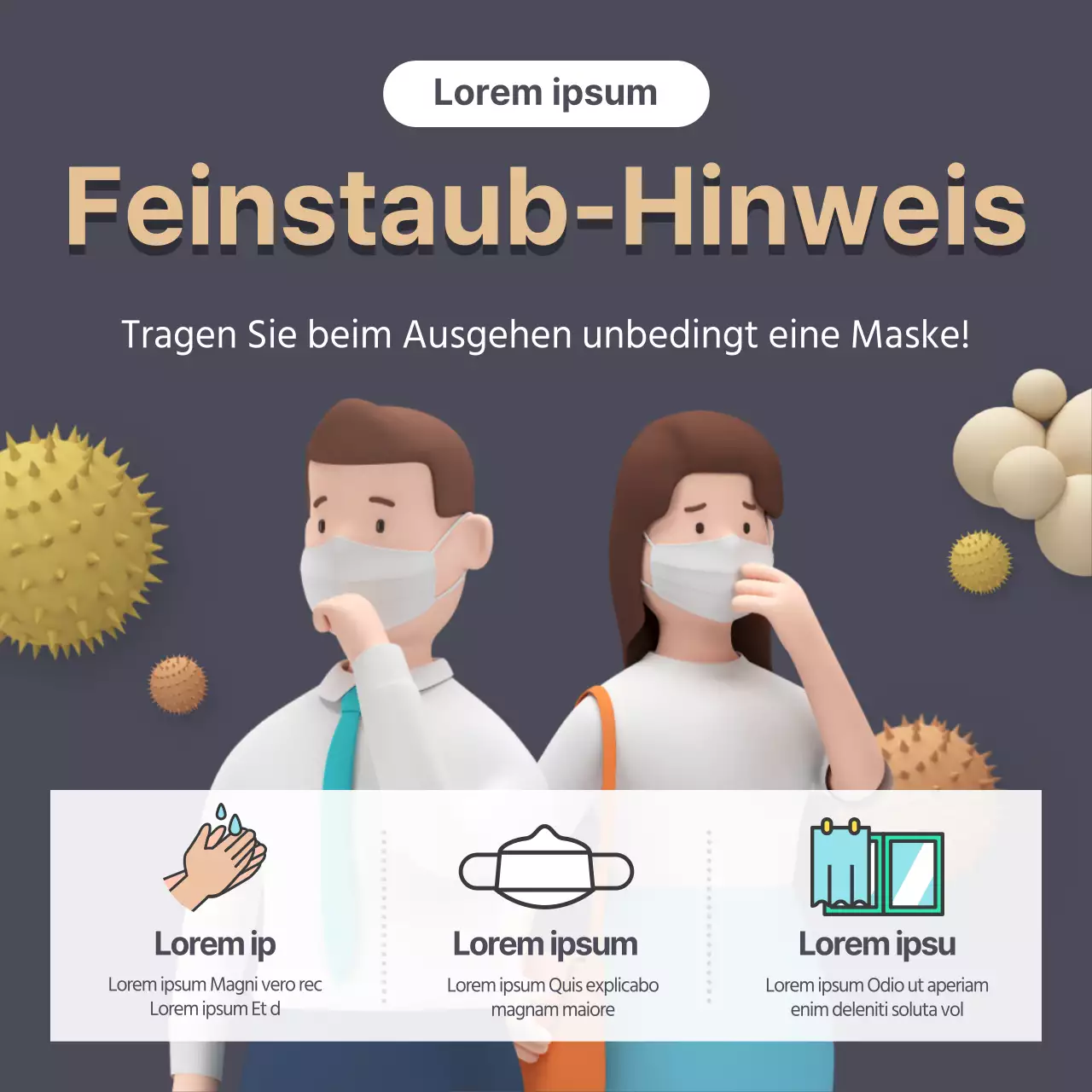 Achten Sie auf 3D-Feinstaub in Beige und Marineblau