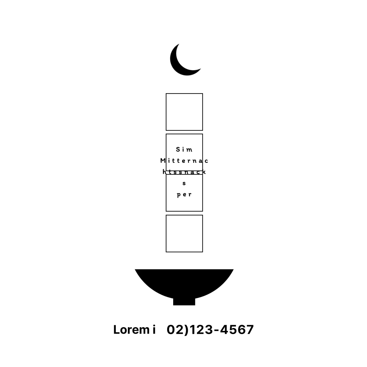 Manuskript Papier Esszimmer Design mit schwarzen Mond und Schüssel Illustration