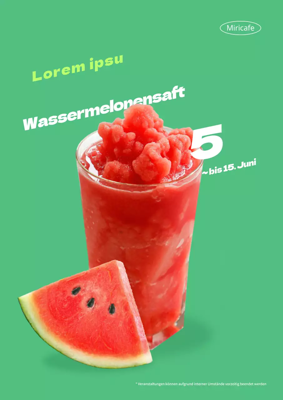 Einführung einer sauberen Café-Sommerkarte mit grünem Hintergrund