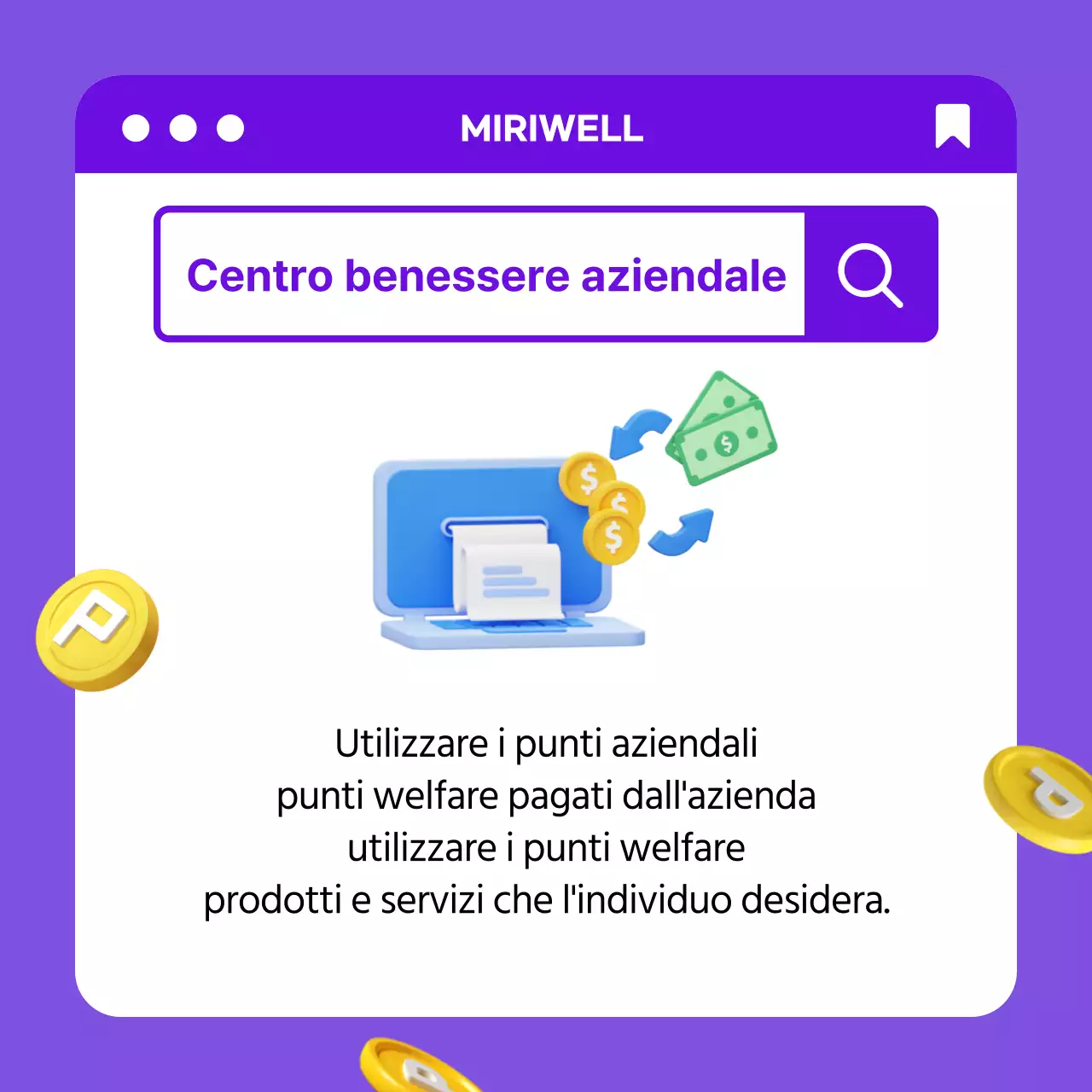 Effetto centro commerciale pulito con concetto 3D giallo-viola CardNews