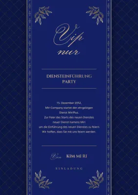 Einladung zur VIP-Einführungsveranstaltung in Marineblau und Gold