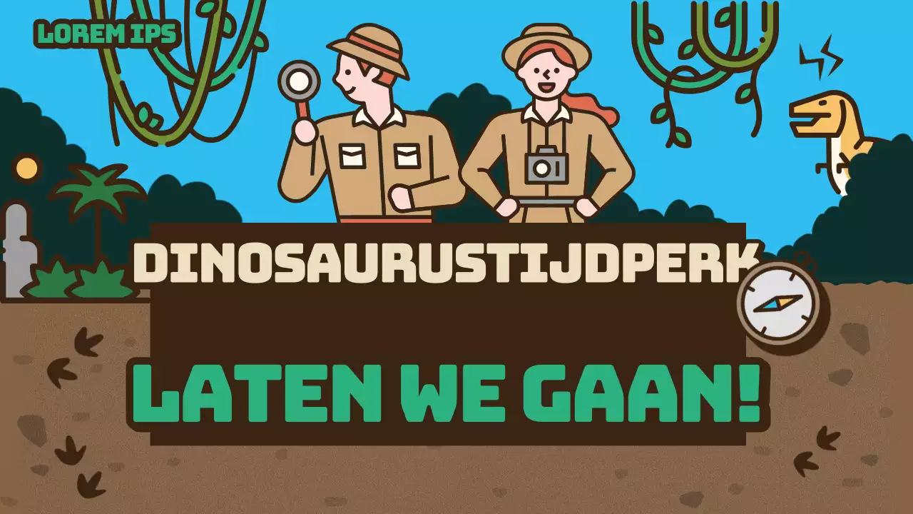 Bruin Onderzoeksteam Concept Leuke Dinosaurus Illustratie Wetenschap Tijd