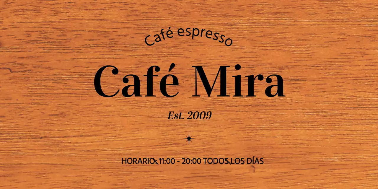 Diseño sencillo de cafetería con texto en negro