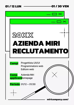 Annunci di lavoro aziendali in nero e verde neon