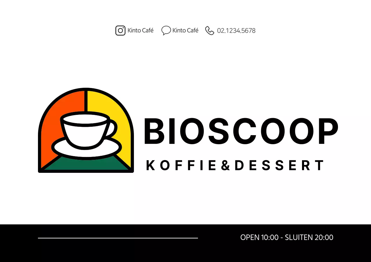 Promotie cafe logo bewegwijzering met kleurrijke koffie illustratie concept