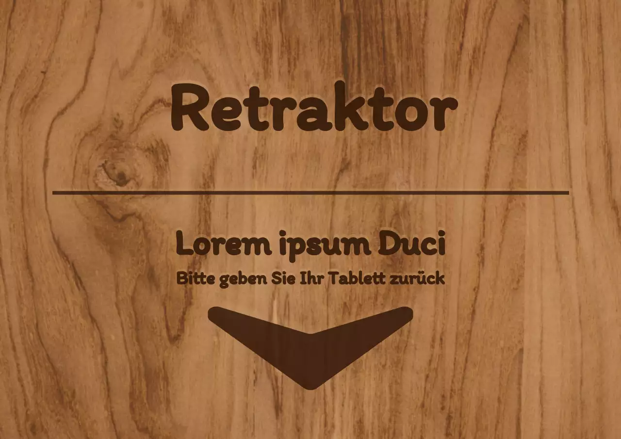 Innenbeschilderung in der Kantine mit bräunlichen Farben und einem einfachen Holzkonzept