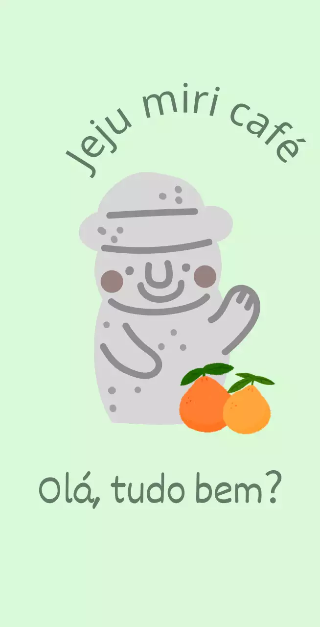 Jeju Cafe Balt, um bonito café cor de menta com tangerinas e dolharbangs da ilha de Jeju