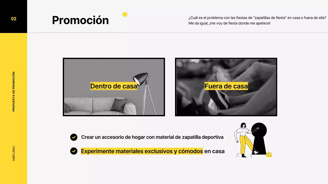 Plan de promoción de marketing para una zapatilla de deporte con un concepto de ilustración de colores vivos en tonos amarillos y negros.