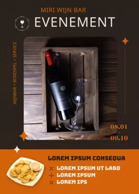 Wijnbar privékamer boeken evenement in bruin en oranje