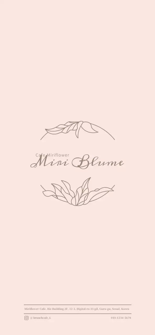 Menüpreise für ein Konzept-Café mit sentimentalen Illustrationen in Hellrosa und Braun.