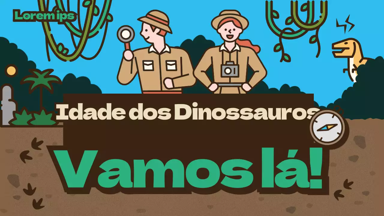Castanho Equipa de exploração Conceito Dinossauro giro Ilustração Ciência Tempo