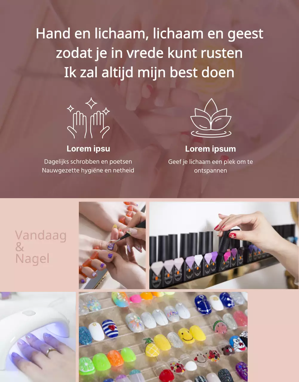 Een schoon concept nagelstudio promotiethema met gedroogde roze tinten.