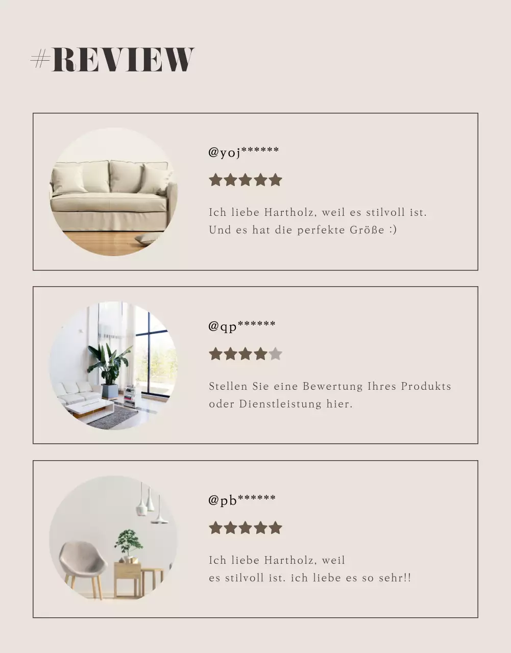 Moderne Möbel in warmen Brauntönen Event-Details