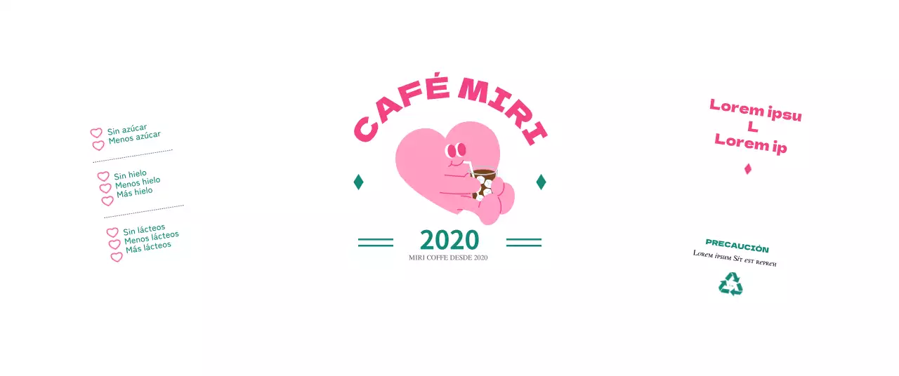 Promocionar una cafetería con una ilustración de un personaje rosa