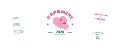 Promocionar una cafetería con una ilustración de un personaje rosa
