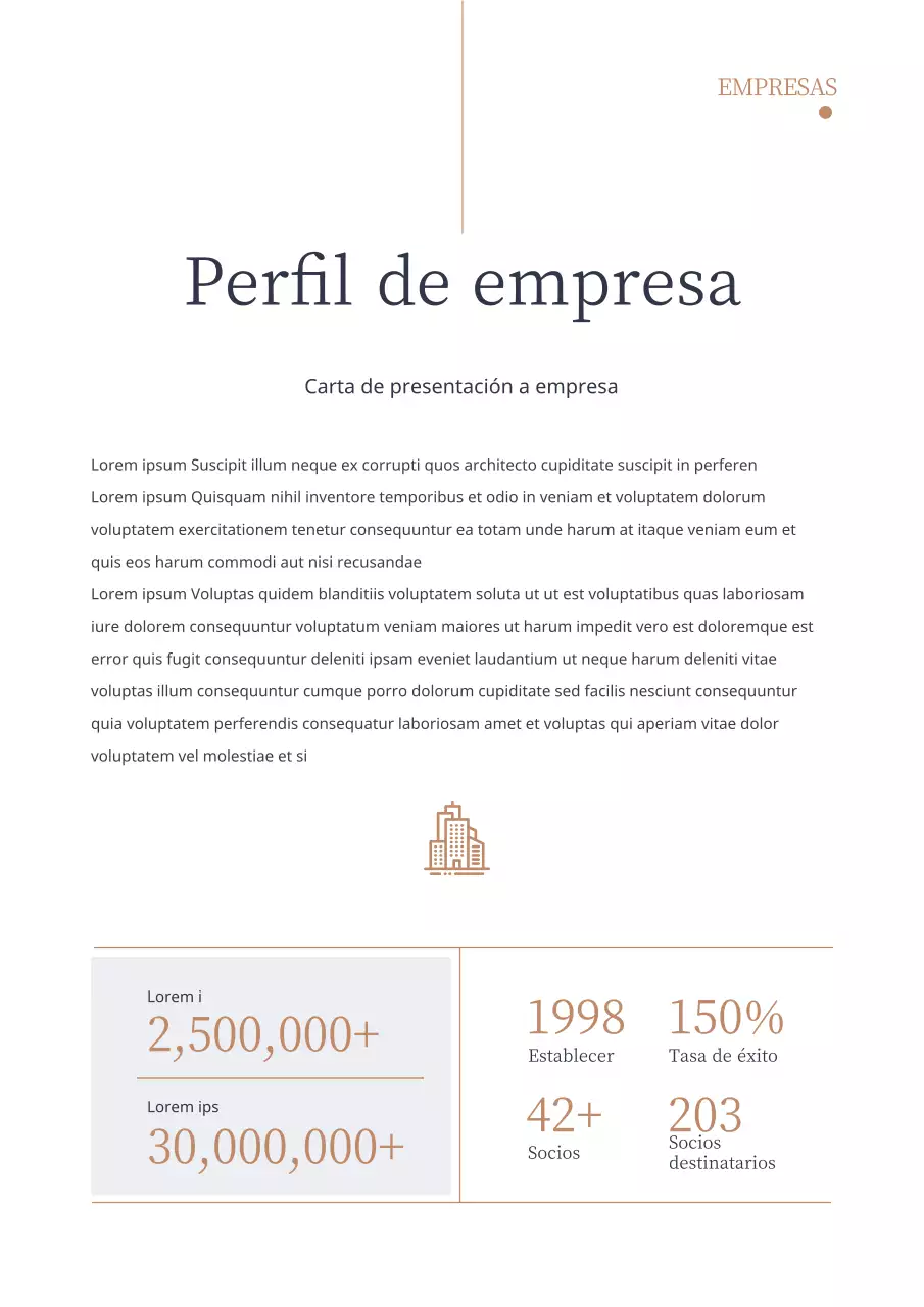 Propuesta de negocio tipográfica sencilla vertical en azul marino y marrón