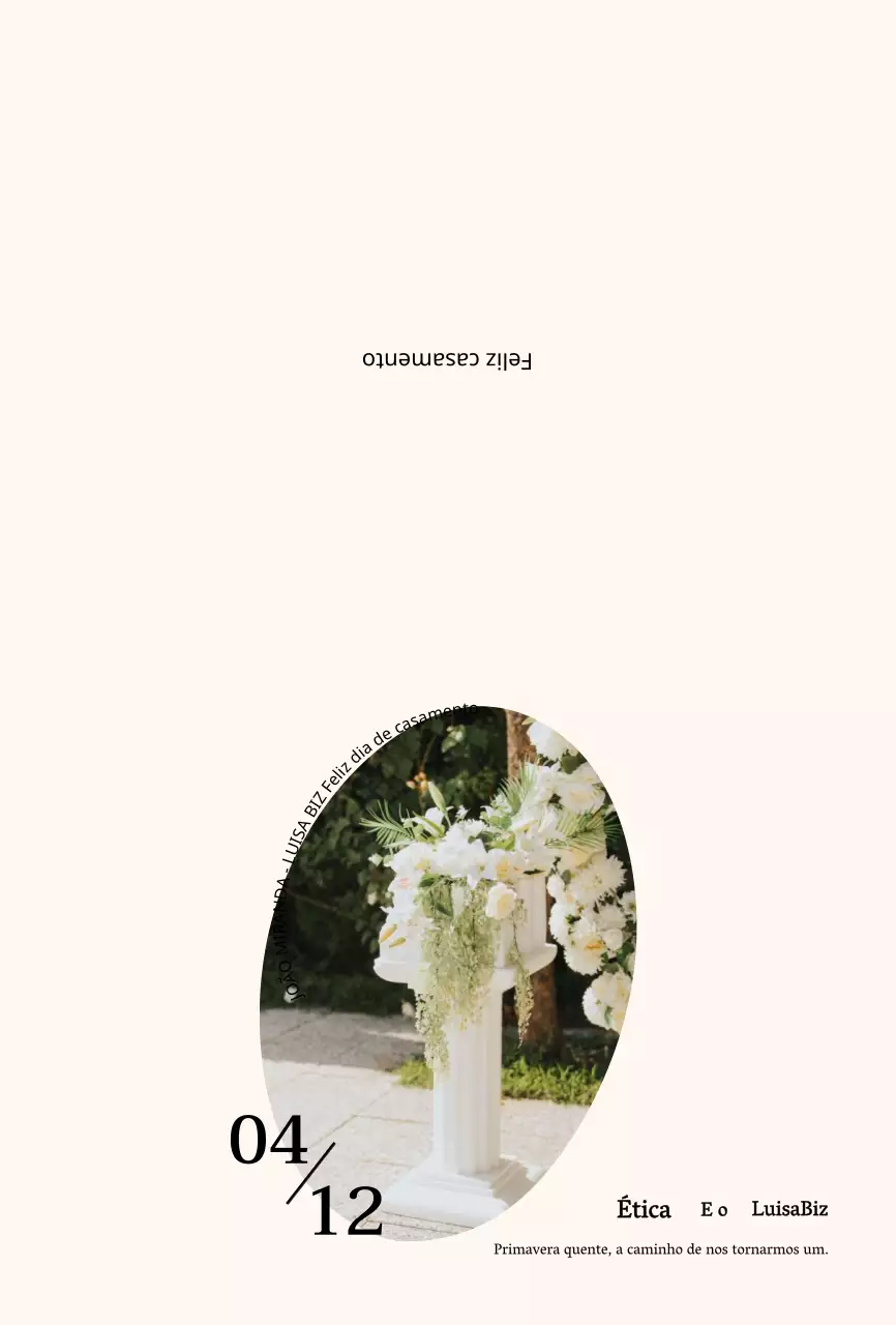 Convite de casamento com conceito de texto simples e moldura oval