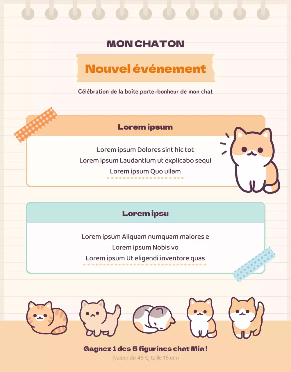 Voici la jolie boîte de papeterie orange et beige Cat Daku.