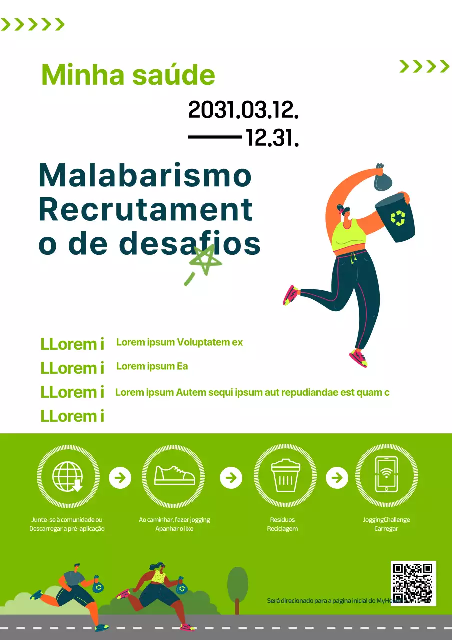 Recrutamento de malabaristas verdes, brancos e limpos