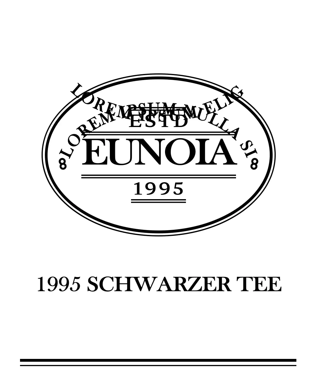 Schwarzer Teebeutel in Form eines Vintage-Logos