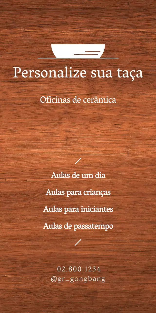 Um sinal simples de oficina com texto branco e uma ilustração de uma tigela