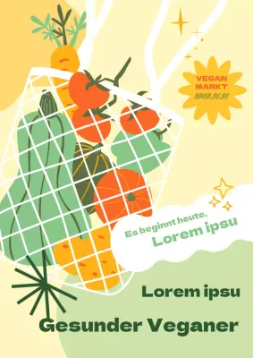 Förderung des Veganismus mit farbenfrohen Gemüseillustrationen