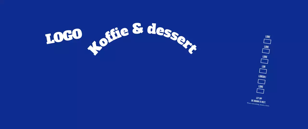 Strakke stijl logo in donker marineblauw en wit voor een café