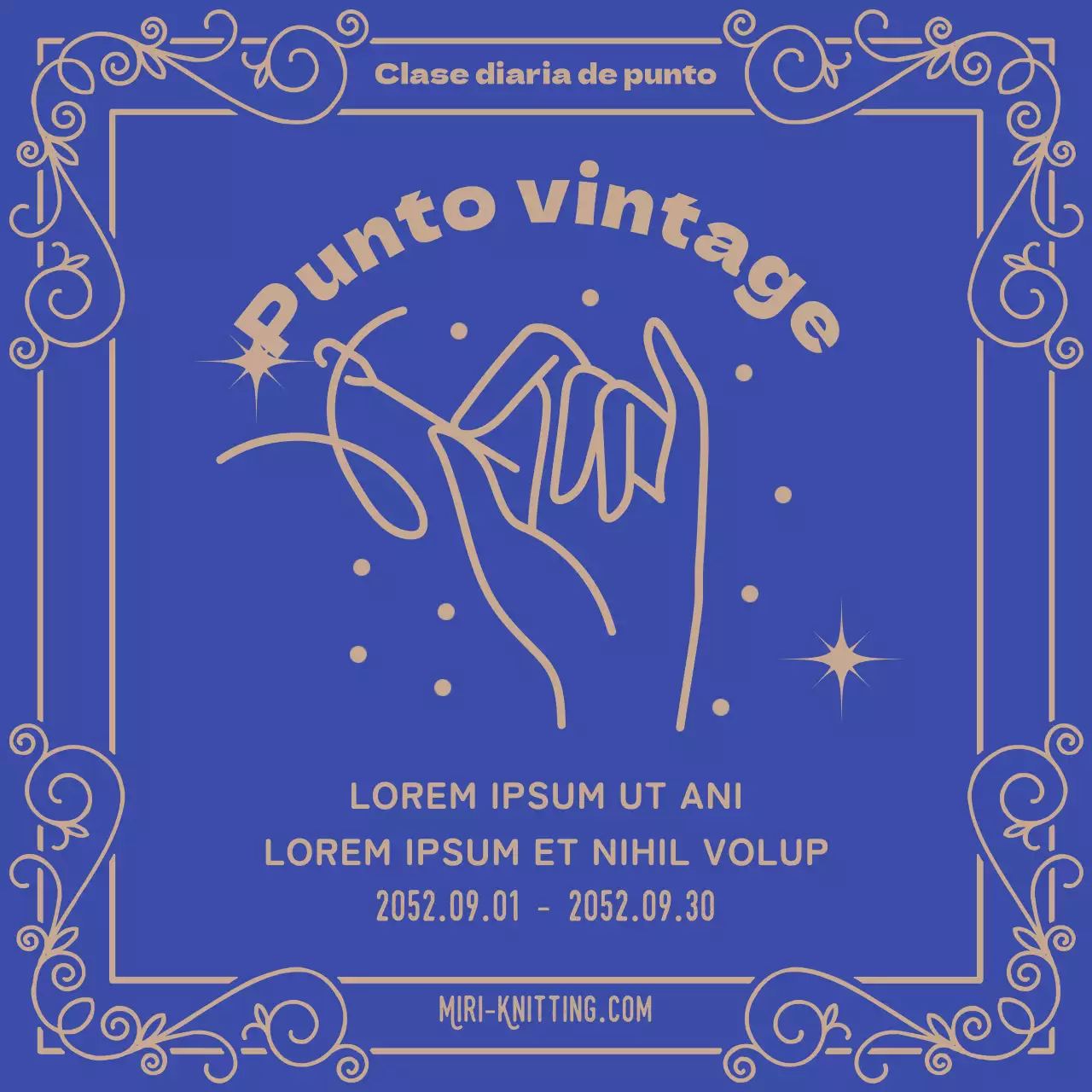 Se anuncia la apertura de una clase de punto y costura en azul y beige