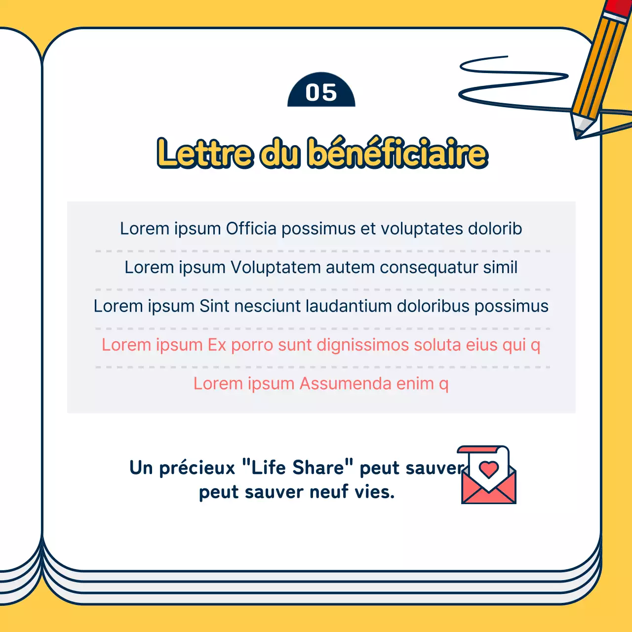 Carte de la journée du don d'organes jaune et bleu news design