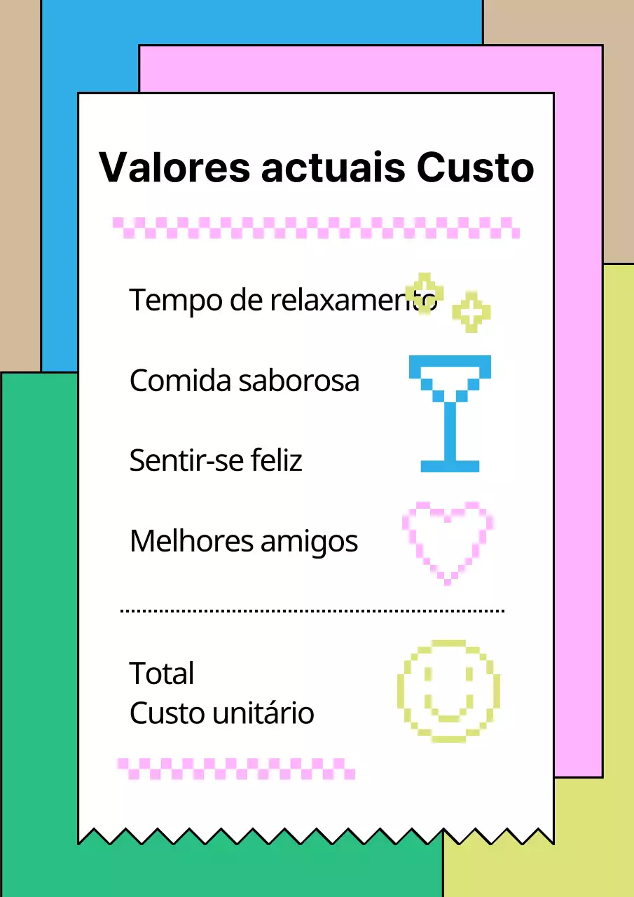 Cartaz de conceito de recibo de pub em rosa, azul claro e amarelo