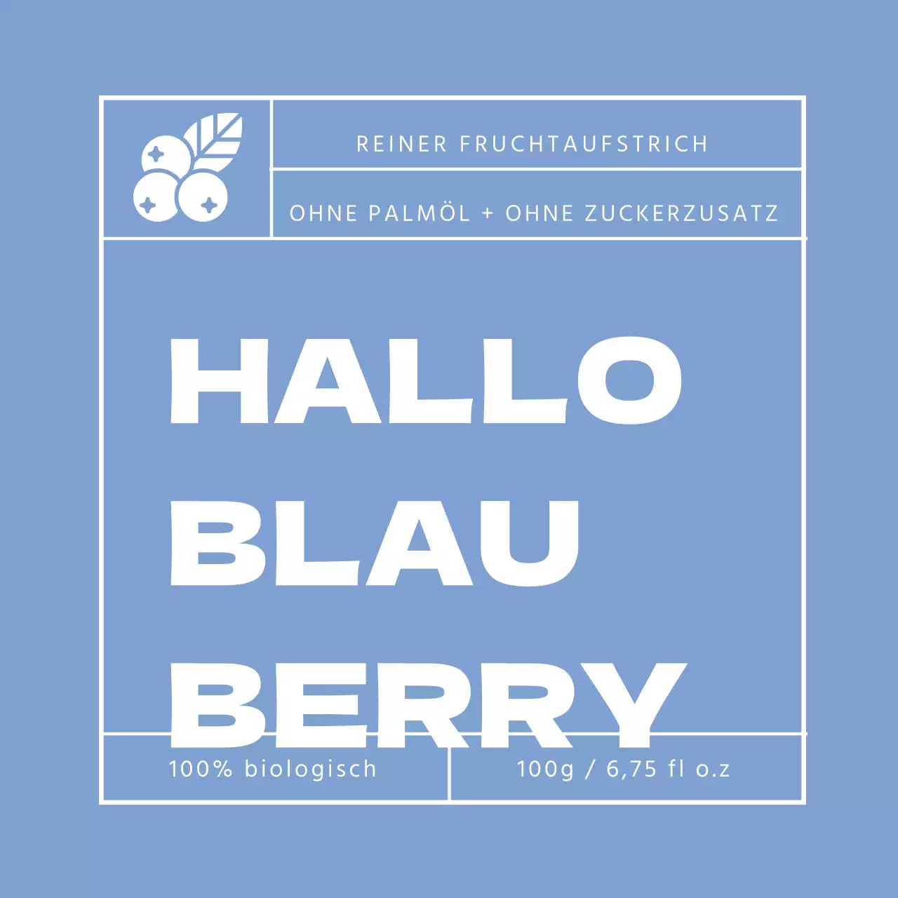 Etikett für Blaubeermarmelade