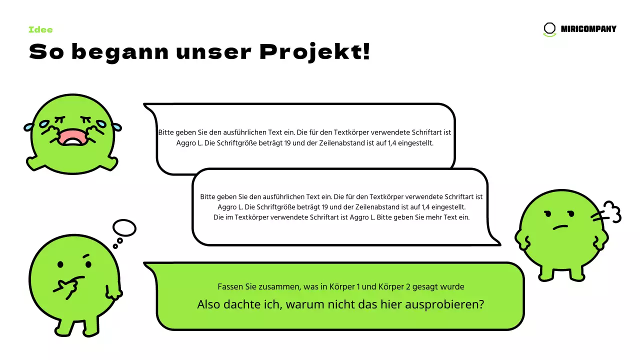 Niedliche Figuren in Chartreuse und ein klares Layout