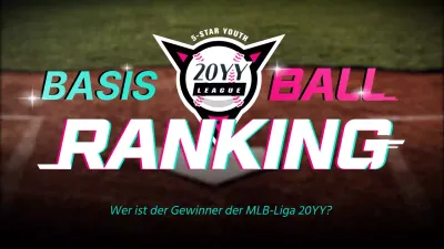 Vorhersage der Baseball-Rangliste mit einem mintfarbenen und rosa Glitch-Konzept