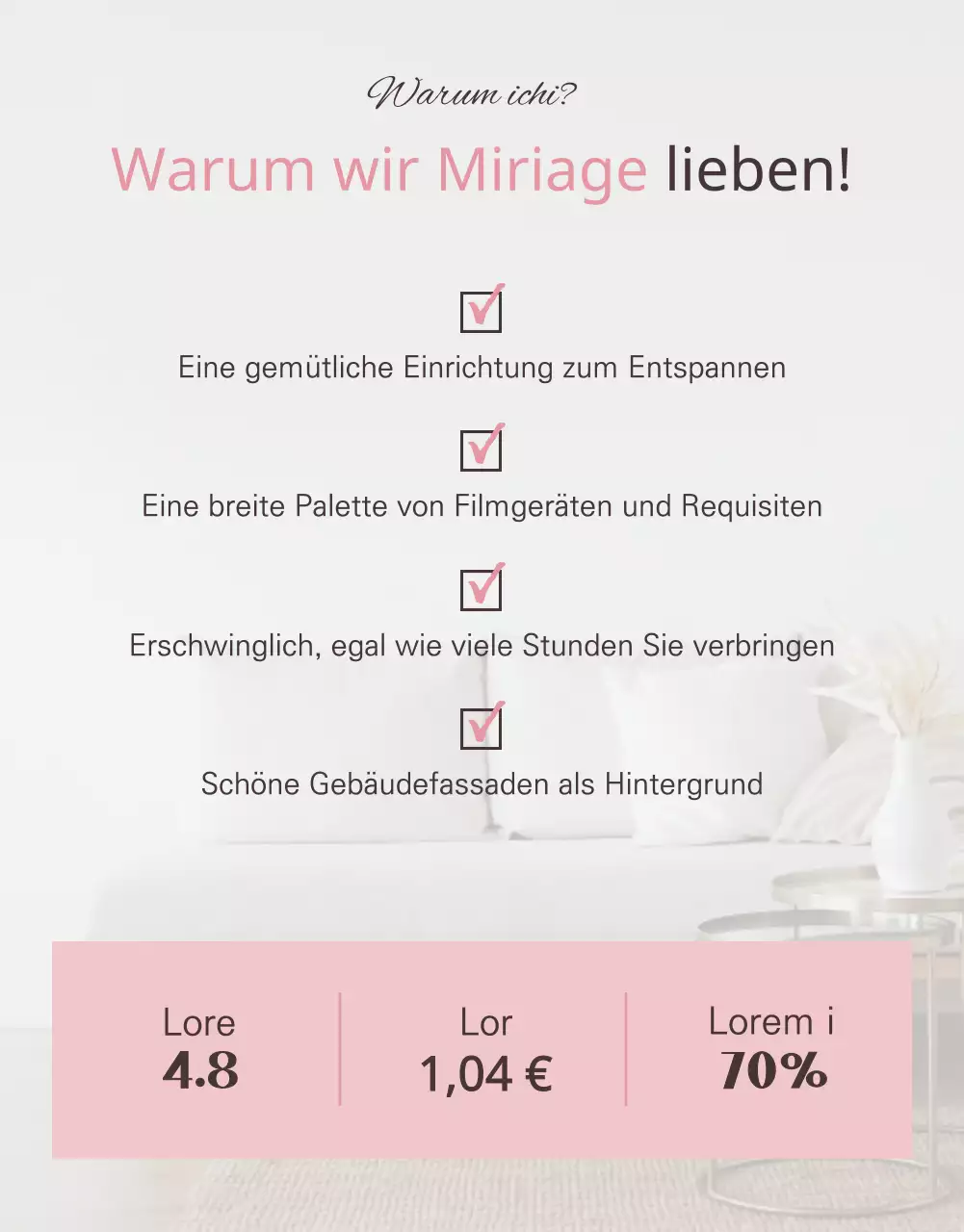 Ein beruhigendes Selbststudio in Rosa und Elfenbein