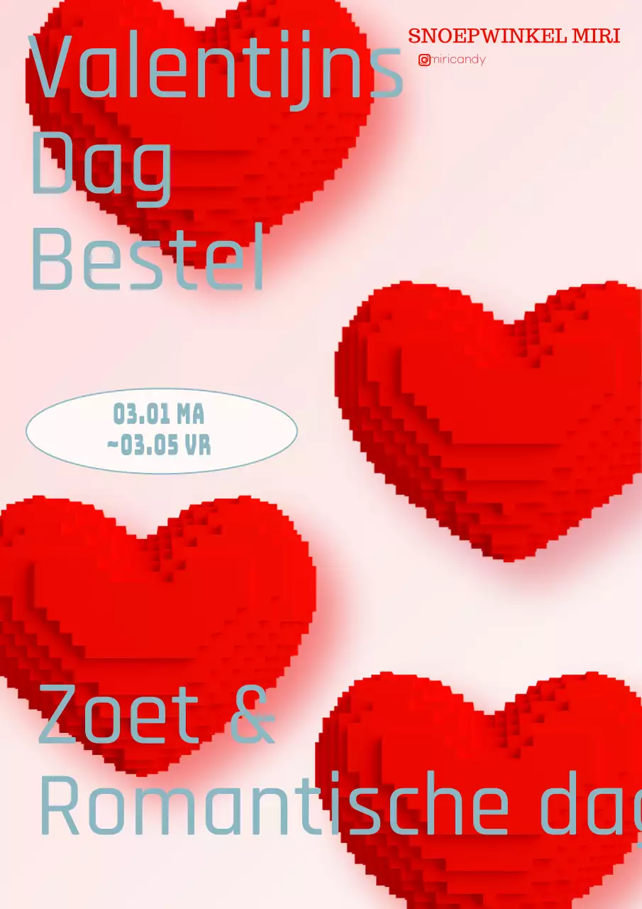 Schattig Witte Dag Pixel Art Hart in Rood om Snoepwinkel te Promoten