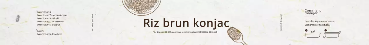 Étiquette de konjac de riz brun texturé illustrée en blanc