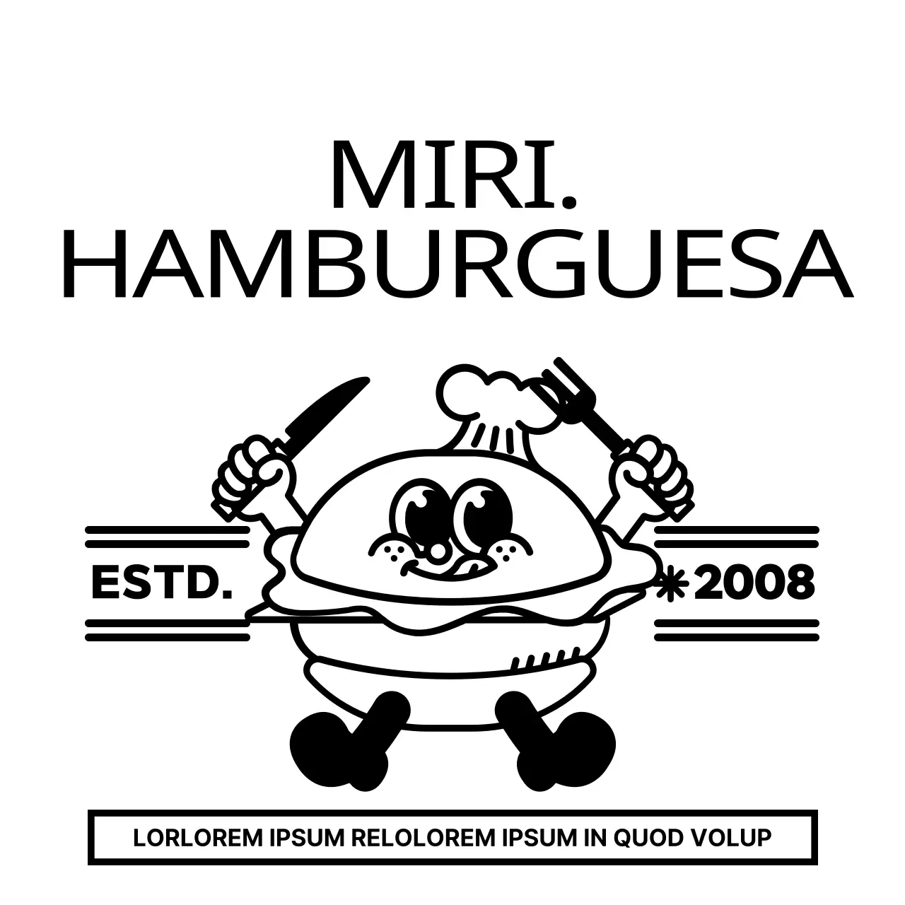 Promociona e informa de tu hamburguesería con un simpático y moderno logotipo ilustrado con un personaje de hamburguesa