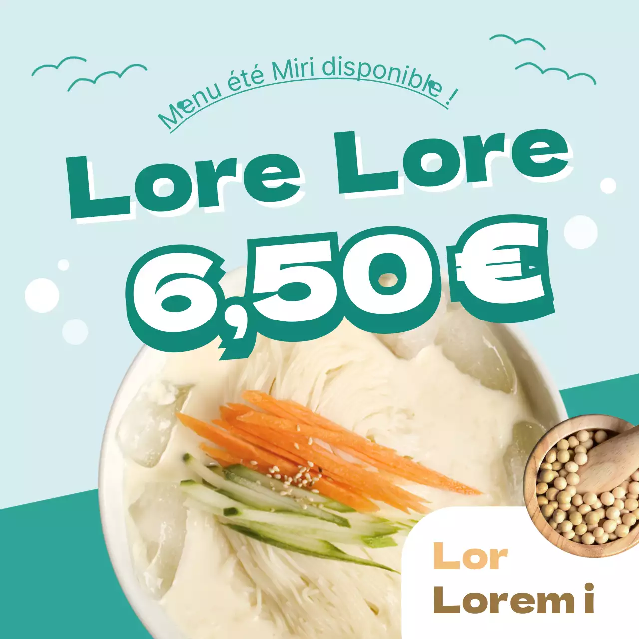 Événement de lancement de nouilles aux haricots sur fond turquoise