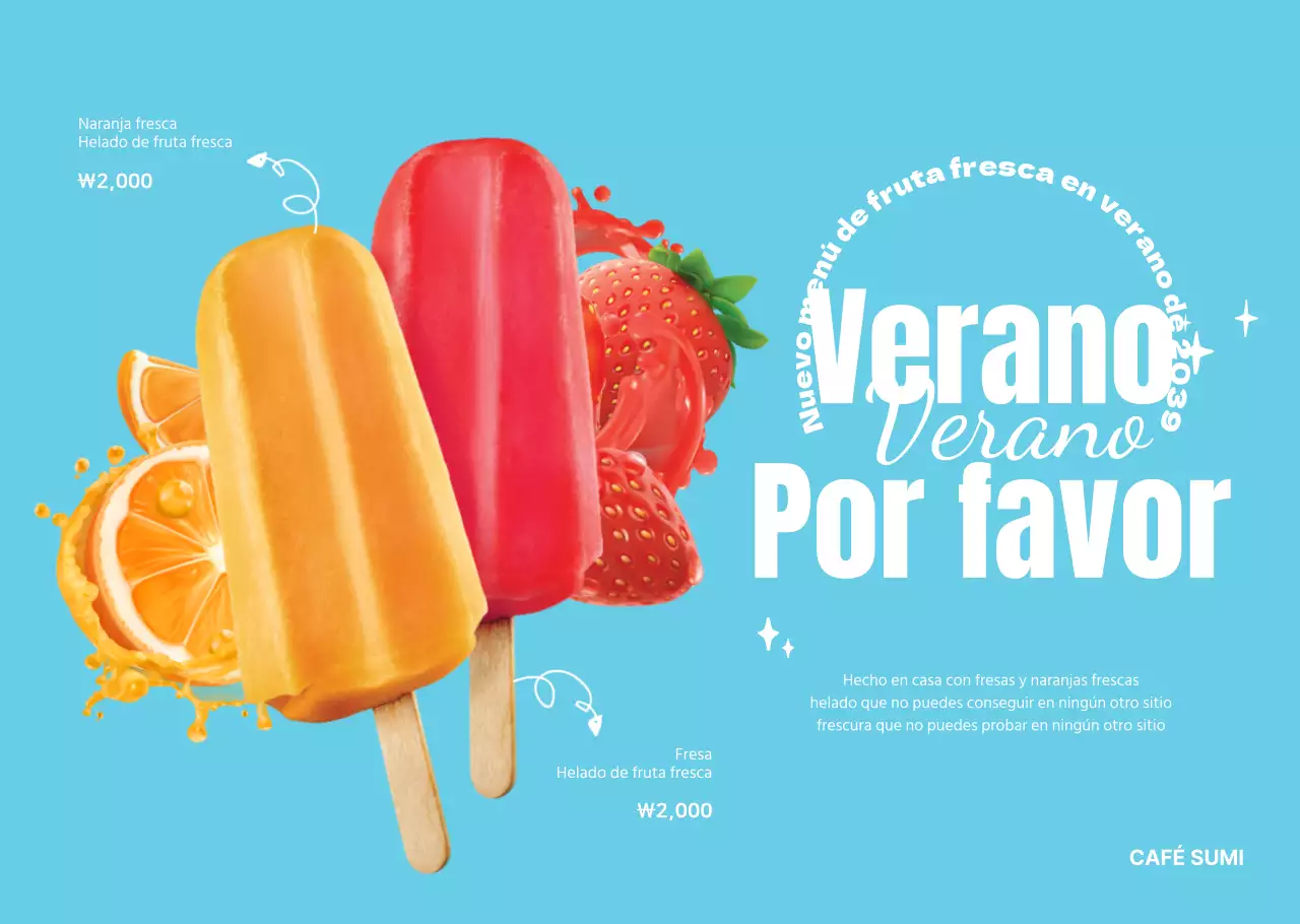 Helado de frutas con título caligrafiadoConcepto