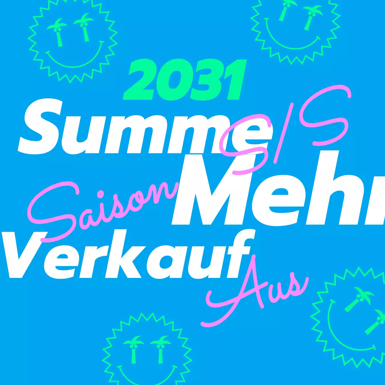 Typografie Sommerschlussverkauf-Thema mit fluoreszierenden Farben und organischem Layout