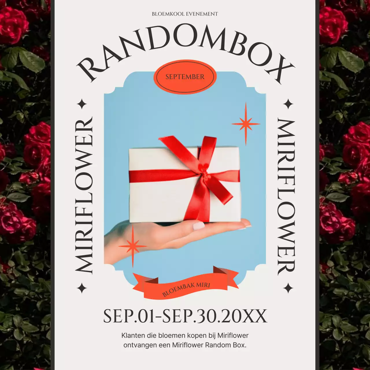 Rood en blauw bloemenwinkel willekeurige doos evenement