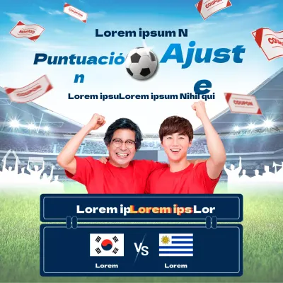 Tema de evento de la Copa Mundial Rojo Azul con un concepto de imagen fotorrealista brillante y dinámico