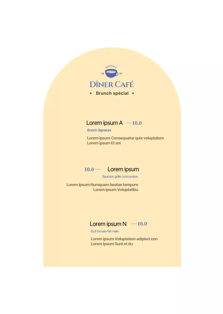 Panneaux d'affichage jaune et bleu pour les menus alimentaires