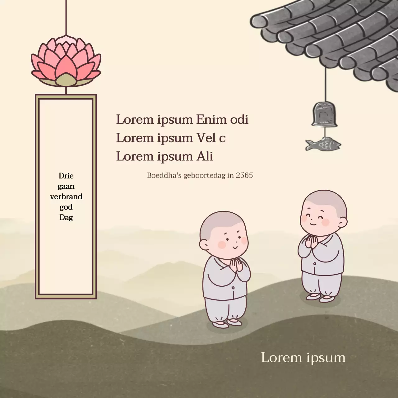 Verjaardag van Boeddha op een beige achtergrond