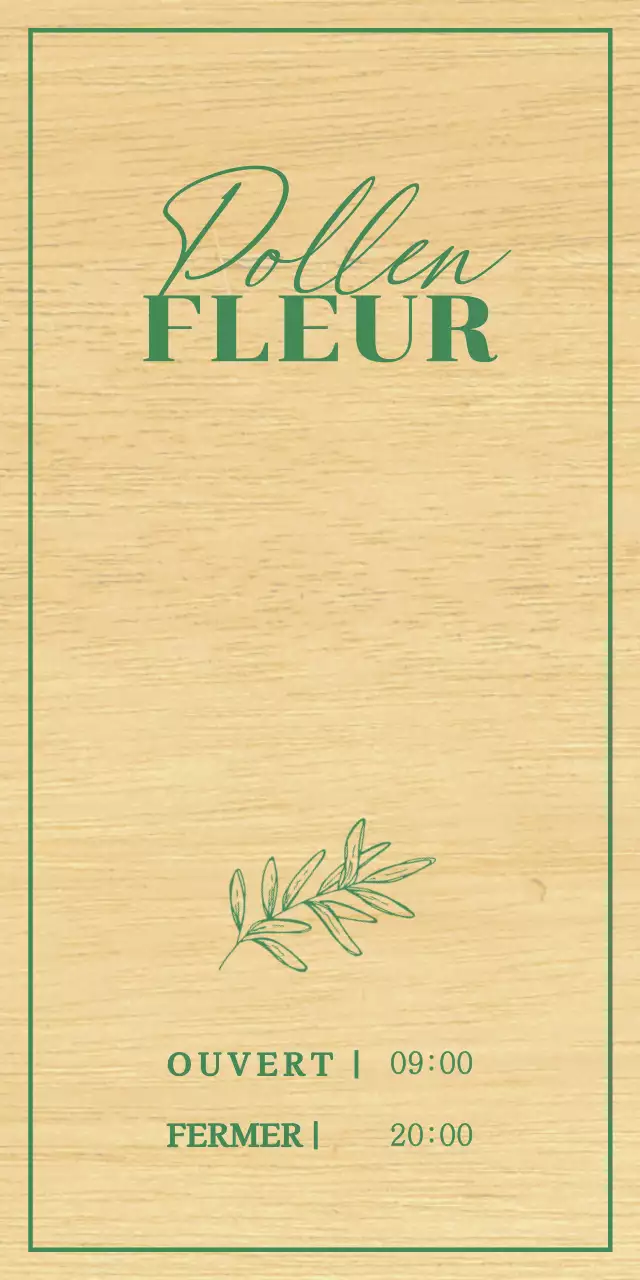 Conception d'un magasin de fleurs avec des illustrations botaniques vertes, esquissées à la main