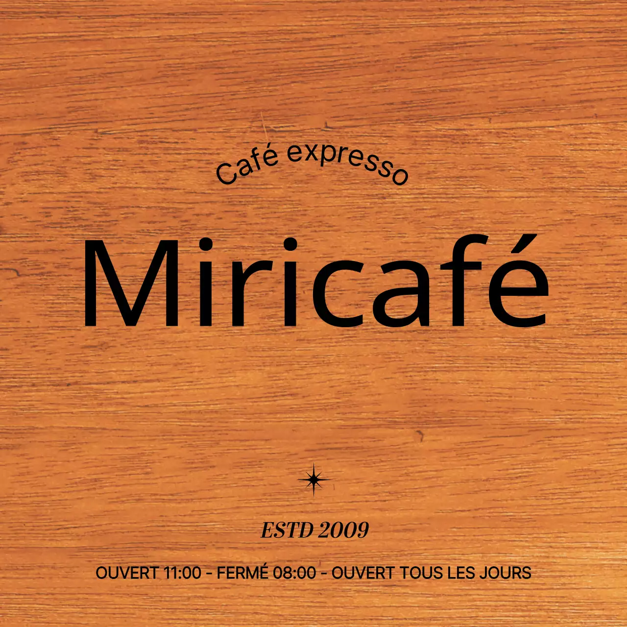 Design simple de café avec texte en noir