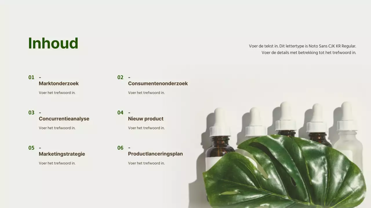 Cosmetisch productvoorstel voor mannen in bruin en groen